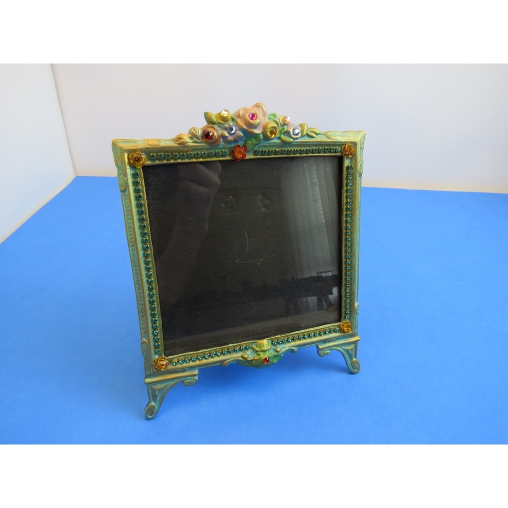 Vintage Ornate Boho 4.25 x 4.25 Rhinestone Sparkly Picture Frame